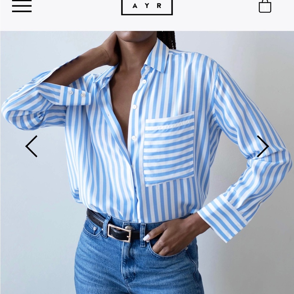 AYR The Plunge Pool shirt in Blue & White XS